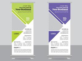 Corporate Unique Business Roll Up Design Template With X Stand vector