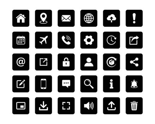Web icon set symbol. Contact information and website sign symbol illustration