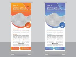 Corporate Unique Business Roll Up Design Template With X Stand vector