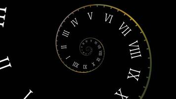 Time Travel Spiral Clock Animation Looped Background. Infinity Concept Of Time Travel 4K Resolution video