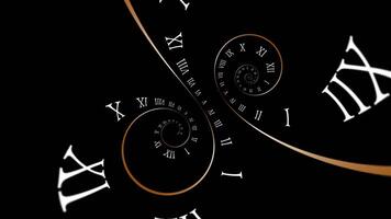 temps Voyage spirale l'horloge animation en boucle Contexte. infini concept de temps Voyage 4k résolution video