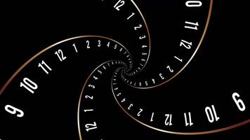 Time Travel Spiral Clock Animation Looped Background. Infinity Concept Of Time Travel 4K Resolution video