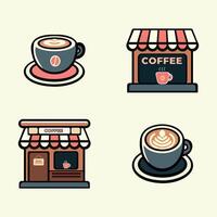 café tienda ilustración diseño elementos Clásico . taza de café icono. taza plano icono. café tienda ilustración diseño elementos antiguo. Clásico estilo. vector