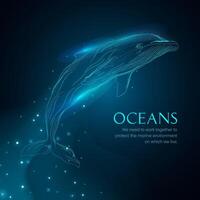 World Oceans Day design template with whales vector