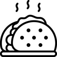 Taco Icon. Taco with tortilla shell Mexican lunch icon vector