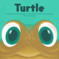 Hand painted cute cartoon turtle illustration vector