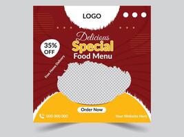 Food Social Media Marketing Post Design Template Square Size vector