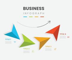 Design template infographic paper plane with 4 step line square suitable for business information, presentation, and web graphic pro design vector