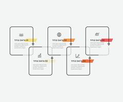 Business infographic thin line process with square template design with icons and 5 options or steps. Pro illustration. vector