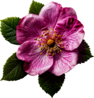 Bourbon Rose mit Blätter auf transparent Hintergrund png
