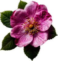 Bourbon Rose avec feuilles sur transparent Contexte png