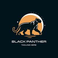 Black Panther logo template. Wild cat illustration isolated on a dark background. vector