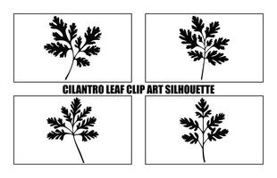 cilantro leaves silhouette. silhouettes of cilantro leaves black Clipart Collection vector