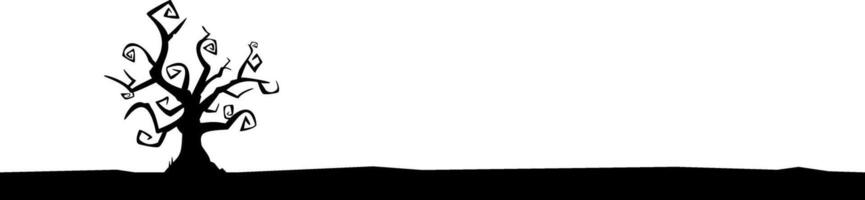 caricaturista escalofriante Víspera de Todos los Santos escena negro árbol silueta cubrir en transparente antecedentes vector