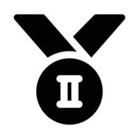 Simple Second Medal solid icon. The icon can be used for websites, print templates, presentation templates, illustrations, etc vector