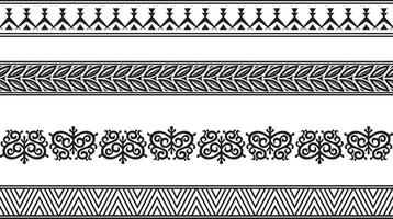 set of seamless monochrome Yakut borders. Asian frames for decoration and ceramics, laser and plotter cutting. National ornaments of the peoples of the north. vector