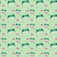 Frog cartoon cute pink bow seamless pattern vector