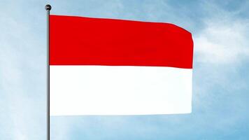 3D Illustration of The Flag of Indonesia is a simple bicolor with two equal horizontal bands, red and white video
