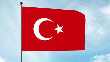 3D Illustration of The flag of Turkey, a red flag featuring a white star and crescent. The flag is often called al bayrak, and is referred to as al sancak in the Turkish national anthem. video