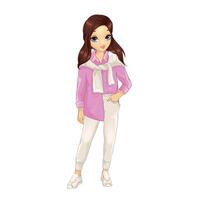 Girl dressed in pink shirt and white tracksuit vector