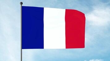 3D Illustration of The flag of France is a tricolour flag featuring three vertical bands coloured blue, white, and red. the French Tricolour or simply the Tricolour video