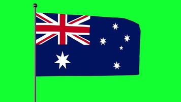 3d ilustración de el bandera de Australia es establecido en el británico marítimo azul bandera un azul campo con el unido Reino bandera en el cantón o Superior izar cuarto. video