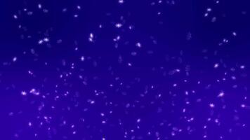un' viola sfondo con neve caduta a partire dal il cielo video