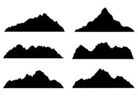 negro silueta montañas. montañas bosquejo colocar. montaña formas para logos vector