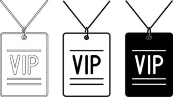 outline silhouette vip tag icon set vector