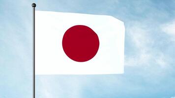 3d illustratie van de nationaal vlag van Japan is een rechthoekig wit banier lager een karmozijn rood cirkel Bij haar centrum. nisshoki, hinomaru. land- van de stijgende lijn zon. video