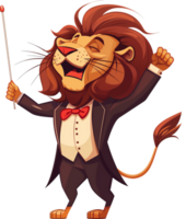 Lion dessin animé - une magicien Lion clipart sur une transparent Contexte png