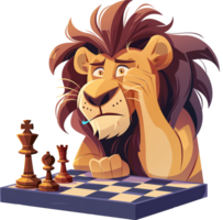 une Lion échecs joueur dessin animé clipart png