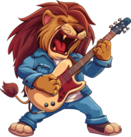 A rock star lion Cartoon Isolated png