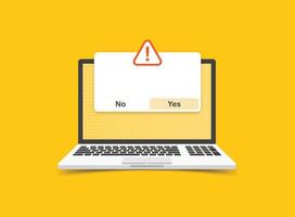 Laptop notification icon in flat style. Computer illustration on isolated background. Reminder message sign business concept. vector