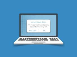 Laptop notification icon in flat style. Computer illustration on isolated background. Reminder message sign business concept. vector