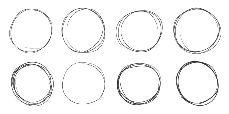 Circle line sketch icon in hand drawn style. Circular scribble doodle illustration on isolated background. Pencil or pen bubble sign business concept.