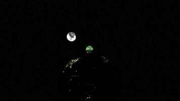 3d illustration av planet jord klot i yttre mörk Plats med en träd på de topp i glas omslag video