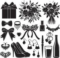 wedding accessories silhouette design vector