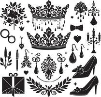 wedding accessories silhouette design vector
