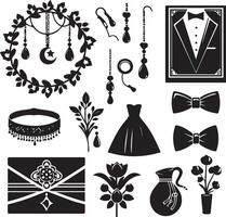 wedding accessories silhouette design vector