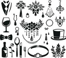 wedding accessories silhouette design vector