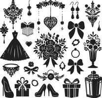 wedding accessories silhouette design vector