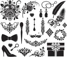 wedding accessories silhouette design vector