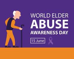 illustration graphic of grandpa walks using a stick, perfect for international day, world elder abuse awareness day, celebrate, greeting card, etc. vector