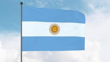3d illustratie van de vlag van Argentinië is een drietal, samengesteld van drie even breed horizontaal bands gekleurd licht blauw en wit. video