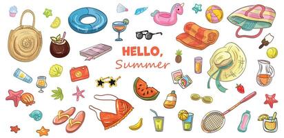 Set summer and relax on beach things vector