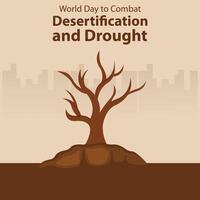 illustration graphic of dead trees in the middle of barren land, perfect for international day, combat desertification and drought, celebrate, greeting card, etc. vector