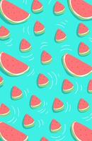 Many Slices of watermelon on a blue background vector