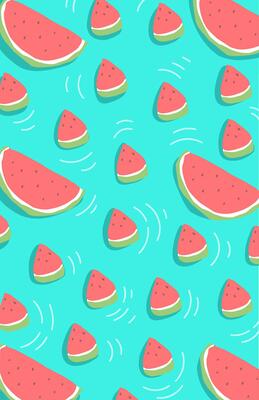 Many Slices of watermelon on a blue background