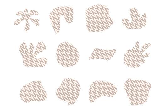 Blobs Fluid Shapes with Zig Zag Stripes pictogram symbol visual illustration Set vector